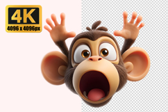 Cartoon Monkey with a Surprised Expression Transparent PNG Product Image 1