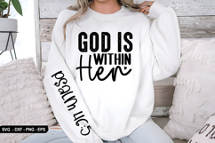 God is within her - Christian Sleeve T-Shirt Design Product Image 3