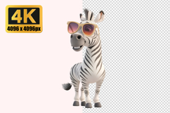 Cute Zebra Wearing Sunglasses Transparent PNG Product Image 1