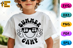 Summer Camp 2025 Svg, Png, Smiley Sunglasses &amp; Peace Sign Product Image 1