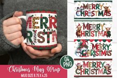 Christmas Mug Wrap Design,Christmas Highland Cow Sublimation Product Image 1