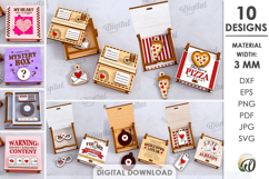 Valentine Pendants With Boxes Bundle Lasercut. Valentine SVG Product Image 1