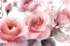 Pink Watercolor Roses Background Wallpaper Product Image 1