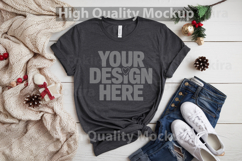 Christmas Black T-shirt mockup - Christmas Background Product Image 1