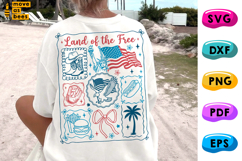 Land Of Free SVG, PNG,July 4th Preppy Independence Day Shirt Product Image 1