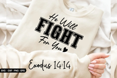 He Will Fight For You - Christian Sleeve T-Shirt Design Product Image 2