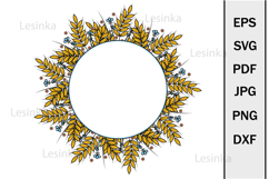 Cute Border Frame made of wheat ears, Clipart svg Product Image 1