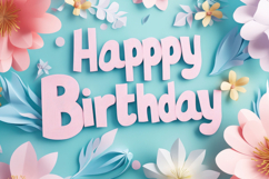 Happy Birthday With Flowers Background Product Image 1