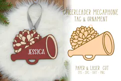 Cheerleader Megaphone Sports Ornament Laser Cut SVG Design Product Image 1