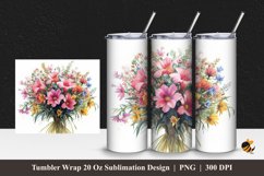 Valentine's Flowers Tumbler Wrap Sublimation Design 1 Product Image 1