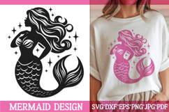 Elegant Mermaid SVG | Under the Sea Silhouette Cut File Product Image 1
