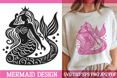 Mermaid Princess SVG Cut File| Beautiful Silhouette PNG. Product Image 1