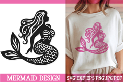 Elegant Mermaid SVG | Under the Sea Silhouette Cut File Product Image 1