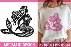 Elegant Mermaid SVG | Under the Sea Silhouette Cut File Product Image 1