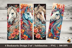 Horse Colorful Bookmarks Sublimation Design Product Image 1