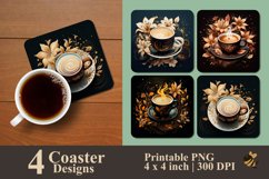 Coffee Cup With Floral Coaster Sublimation Designs Product Image 1
