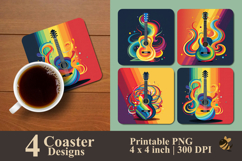Rainbow Vector Strings Coaster Sublimation Design Product Image 1