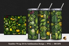 Vegetable Doodle Tumbler Wrap Sublimation Design 1 Product Image 1