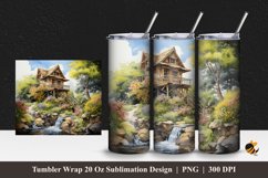 Tree House Tumbler Wrap Sublimation Design 1 Product Image 1