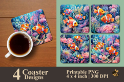 Clown Fish Undersea Coaster Sublimation Design Product Image 1