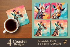 Giraffe Pop Art Coaster Sublimation Designs Product Image 1