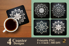 Chalkboard Mandala Harmony Coaster Sublimation Design Product Image 1