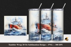 Cargo Ship Tumbler Wrap Sublimation Design 1 Product Image 1