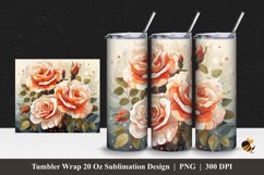 Rose Cream Orange Tumbler Wrap Sublimation Design 1 Product Image 1