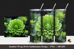 Green Flower Tumbler Wrap Sublimation Design 1 Product Image 1
