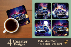 Midnight Retro Drift Coaster Sublimation Design Product Image 1