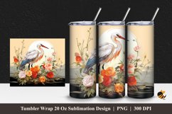Painting Stork Tumbler Wrap Sublimation Design 1 Product Image 1