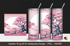 Hill and Flower Tumbler Wrap Sublimation Design 1 Product Image 1