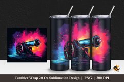 Colorful Old Cannon Tumbler Wrap Sublimation Design 1 Product Image 1