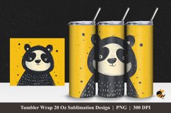 Handdrawn Panda Tumbler Wrap Sublimation Design 1 Product Image 1