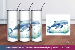 Whale Minimalist White Tumbler Wrap Sublimation 1 Product Image 1