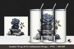 Black Rose Tumbler Wrap Sublimation Design 1 Product Image 1