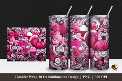 Doodle Love Cake Tumbler Wrap Sublimation Design 1 Product Image 1