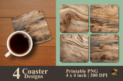 Rustic Wood Grain Fusion Coaster Sublimation Design Product Image 1