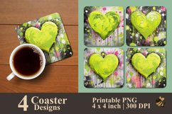 Green Love Textured Coaster Sublimation Designs Product Image 1