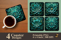 Mandala Botanical Whirl Coaster Sublimation Design Product Image 1