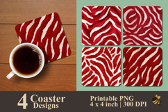 Red Swirl Safari Coaster Sublimation Design Product Image 1