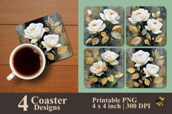 Contemporary Flower Coaster Sublimation Design Product Image 1