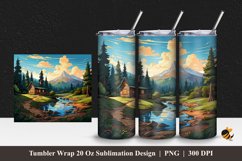 Cabin Forest Tumbler Wrap Sublimation Design 1 Product Image 1