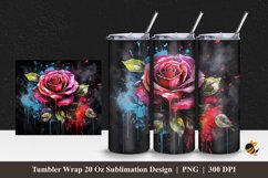 Airbrush Rose Tumbler Wrap Sublimation Design 1 Product Image 1