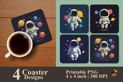 Astronaut Floating In Space Coaster Sublimation Design Product Image 1
