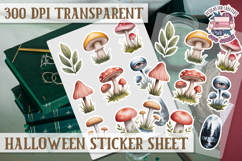 Halloween sticker sheet Creepy Scrapbook PNG Funny Skulls Product Image 1