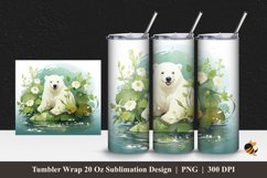 White Bear Tumbler Wrap Sublimation Design 1 Product Image 1