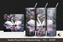 Lovely Swans Tumbler Wrap Sublimation Design 1 Product Image 1