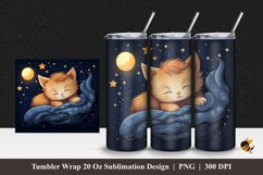 Cute Cat Sleep Tumbler Wrap Sublimation Design 1 Product Image 1