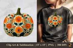 Pumpkin Floral DTF Sublimation Clipart Design 1 Product Image 1